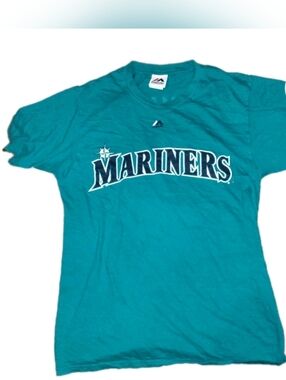 Majestic Ichiro 51 Seattle Mariners Short Sleeve T-shirt Teal Small